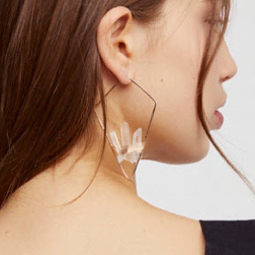 Free People Mint Geode Threader Earrings